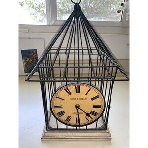 Poirot & Germain Saint Croix Paris Free-Standing Metal Bird Cage Clock TESTED